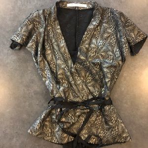 DVF - lace wrap blouse with black camisole